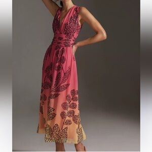 Anthropologie Elegant Pink and Orange Women's Dress
